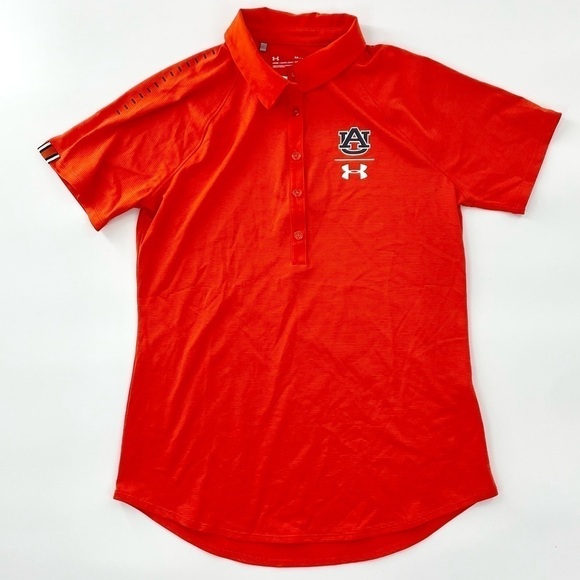 Under Armour Women's SS Orange Auburn Tigers Solid  Golf Polo - Picture 1 of 9